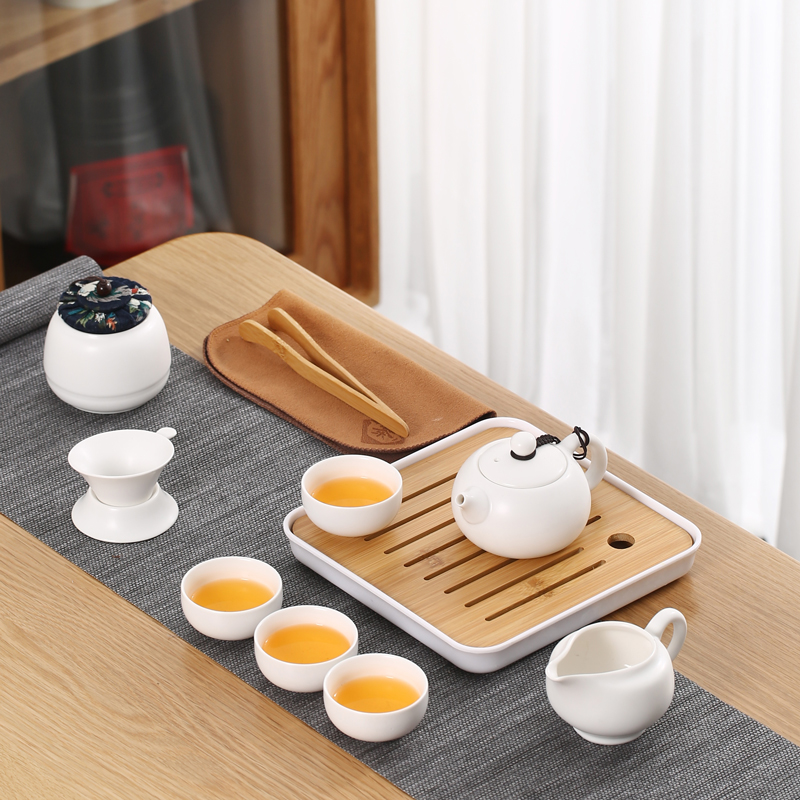 便携旅行茶具配竹制茶盘易携带