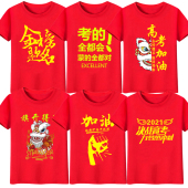 2025中高考加油t恤金榜题名 男学生毕业班服 家长送考衣服红色短袖