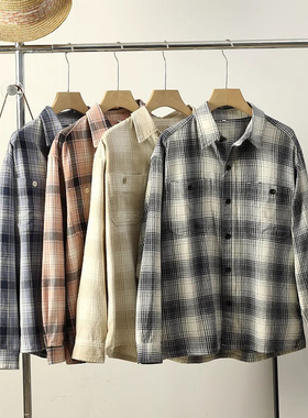 线下249~经典款U家 男女竹节棉格子衬衫长袖衬衣外套2024秋季新款