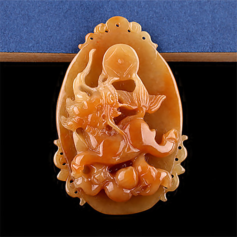 美玉佳缘 天然A货翡翠麒麟吊坠冰糯种黄翡正品缅甸瑞兽挂件男女款