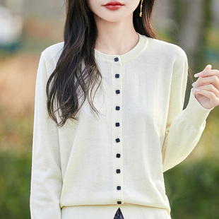 外搭薄款 超好看长袖 开衫 显瘦气质高级感上衣圆领针织衫 流行2025款