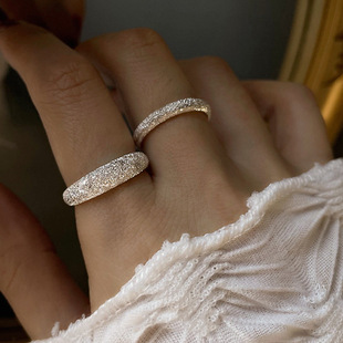 S925纯银星河闪烁满天星戒指女冷淡风ins闪砂璀璨波光粼粼食指环