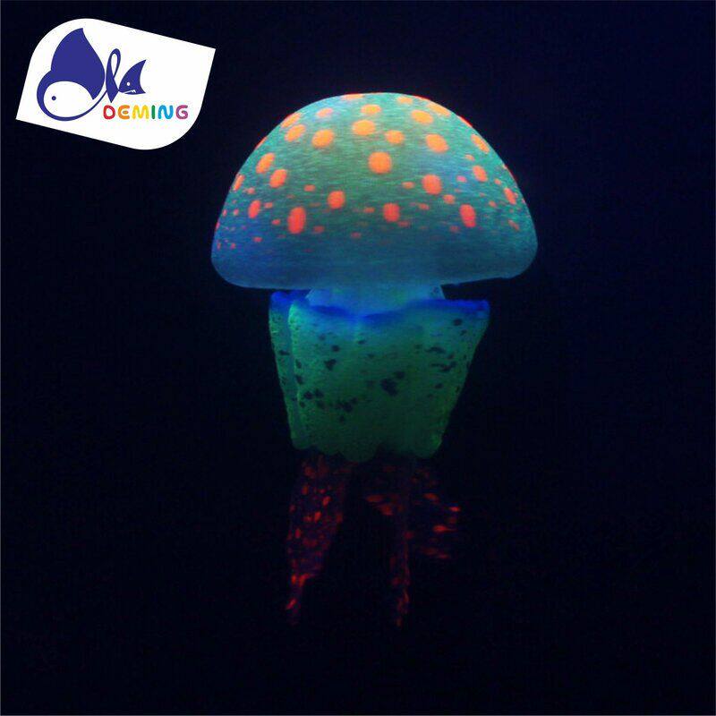 鱼缸仿真装饰东莞水草厂家硅胶水母造景荧光假水族用品装饰