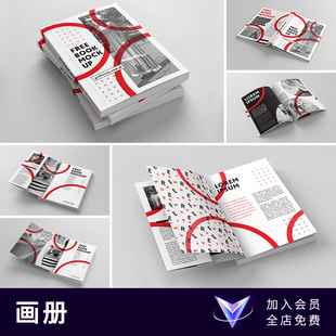 【七八素材样机】多角度杂志画册书籍封面内页品牌贴图展示PS设计