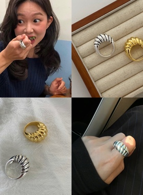 fever同款SophieBuhai小众高级牛角包戒指 复古南瓜纹扇贝壳指环