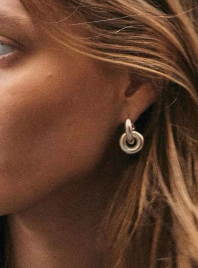 丹麦小众设计Lie Studio同款日常简约金银双环可拆卸hoops耳圈女