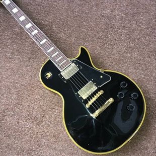 SHOP黄色包边 黑色LP CUSTOM 电吉他可按照要求定制定做电吉他