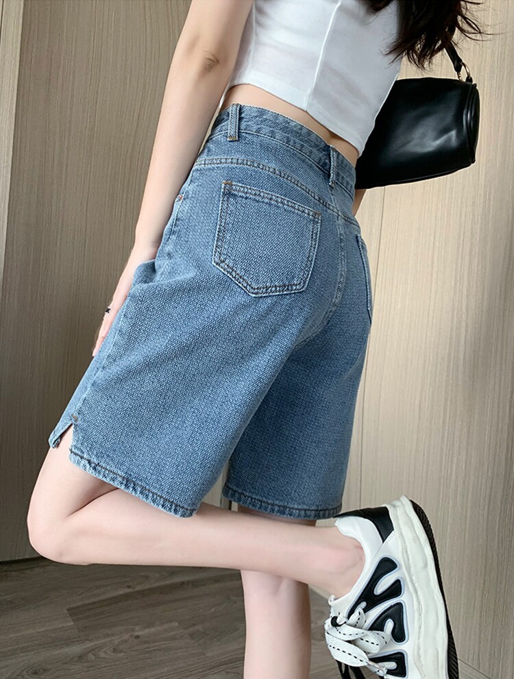 阔腿五分牛仔短裤女夏季薄款宽松