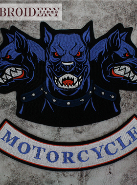 刺绣一套蓝色狼头布贴字母狼狗图腾贴 外套衣服包装饰 背胶款