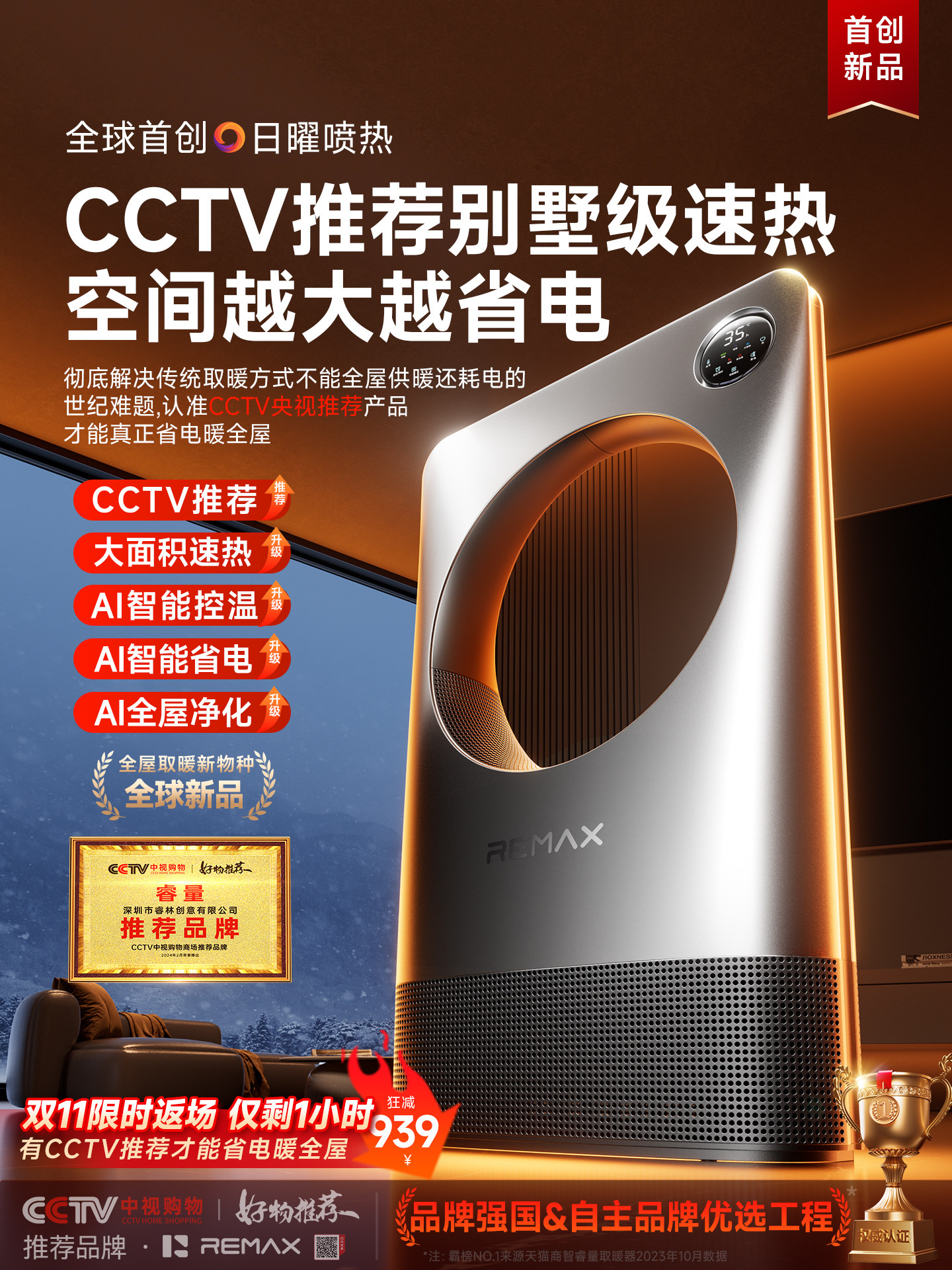 RUILIANG Heater 2025 New Model Whole House Large Area Home Energy-saving Electric Heater and Warmer New Type Heating Wonder