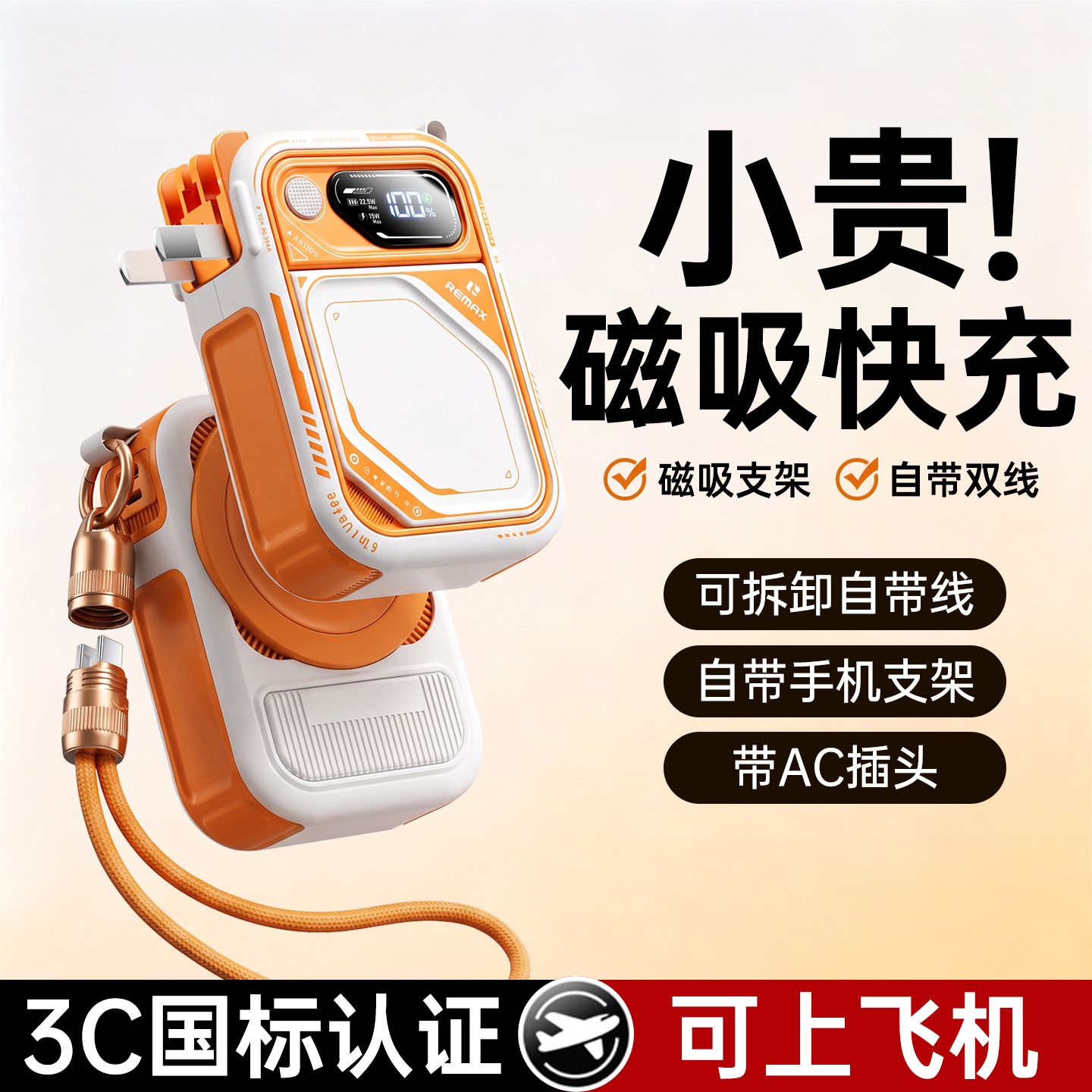 3C可上飞机丨插头充电宝2万毫安图片