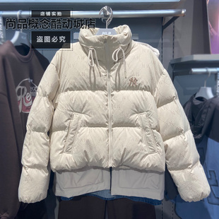 MLB秋冬季男女款NY暗纹满印老花运动保暖棉羽外套羽绒服3ADJM0356
