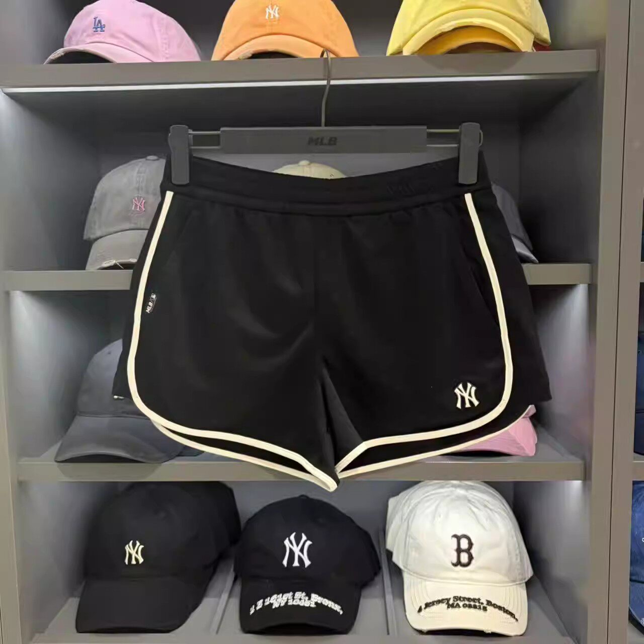 MLB夏季女款薄款透气侧边撞色显高跑步热裤休闲针织短裤3FSPB0263