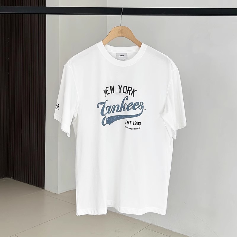 MLB 夏季款男女款NY学院风复古印花凉感休闲运动圆领T恤3ATSV0553