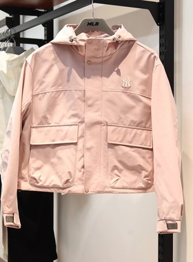 MLB春季女款NY短款休闲运动工装防泼水冲锋衣夹克外套3FWJB0161