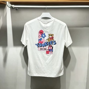 MLB夏季男女同款运动短袖休闲百搭棉质刺绣印花圆领T恤3ATSN7763