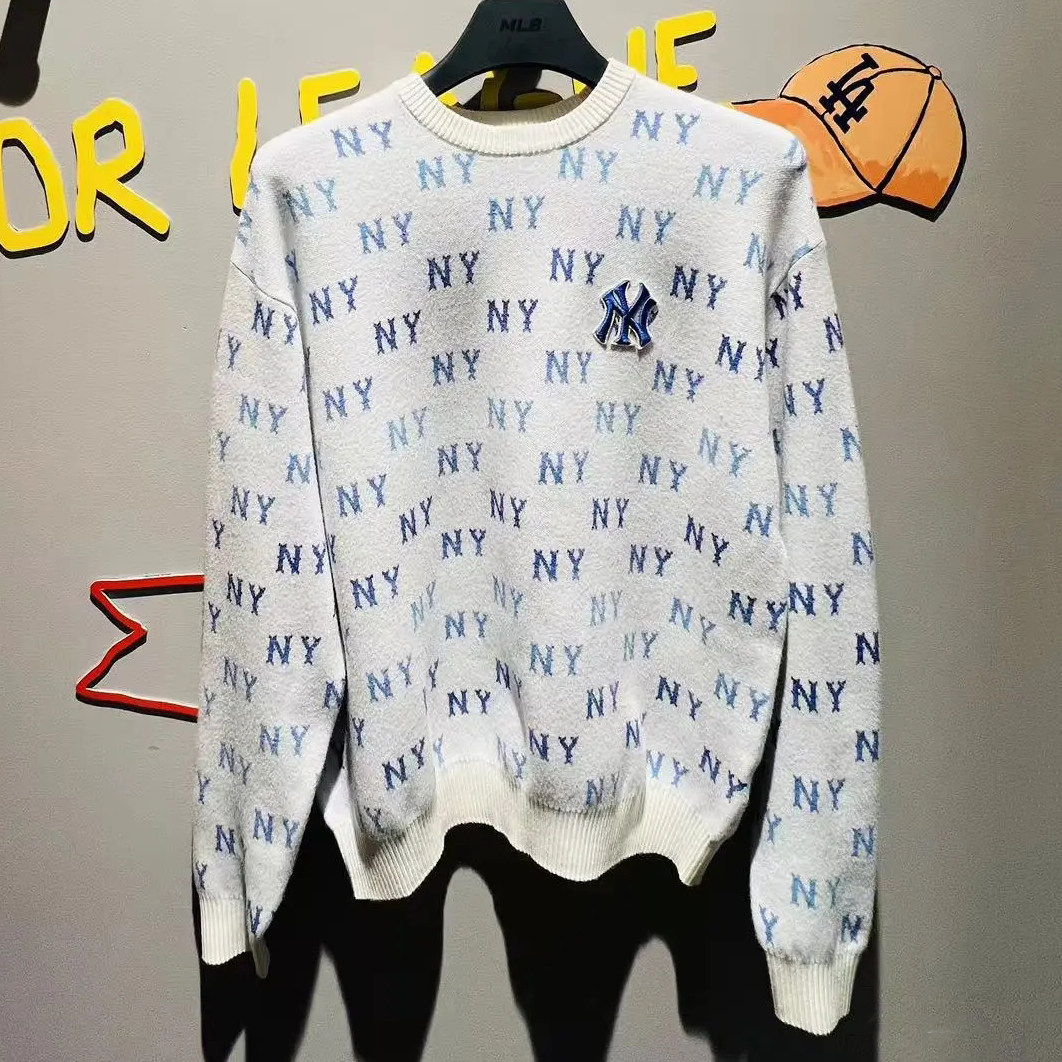 MLB冬季款针织衫男女同款NY渐变老花满标圆领毛衣套头衫3AKPM0144,运动服/休闲服装,运动卫衣/套头衫,淘宝优惠券,粉丝福利购,淘宝优惠卷