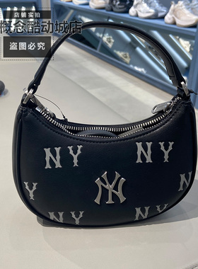 MLB新款春季复古金属NY满印礼物老花斜挎单肩包休闲拎包3ACRMM16N