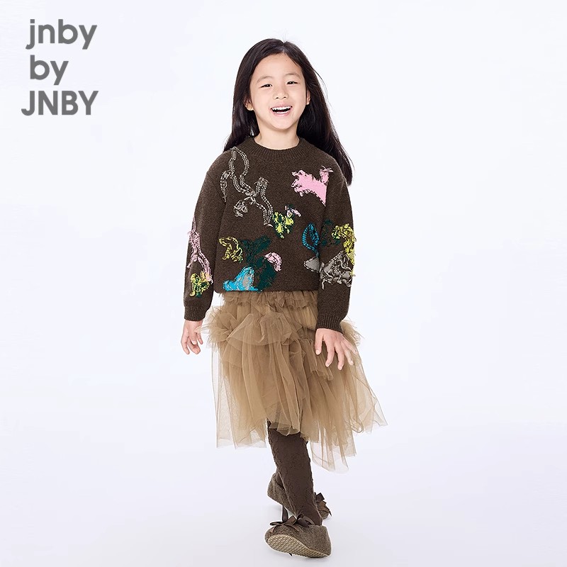 jnbybyjnby江南布衣冬季男女童童装H型印花套头毛衫1P0310220