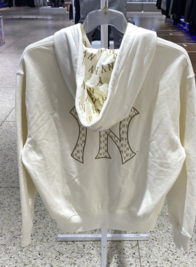 MLB新款男女同款背标大LOGO连帽老花内衬拉链卫衣外套潮3ATRM0451