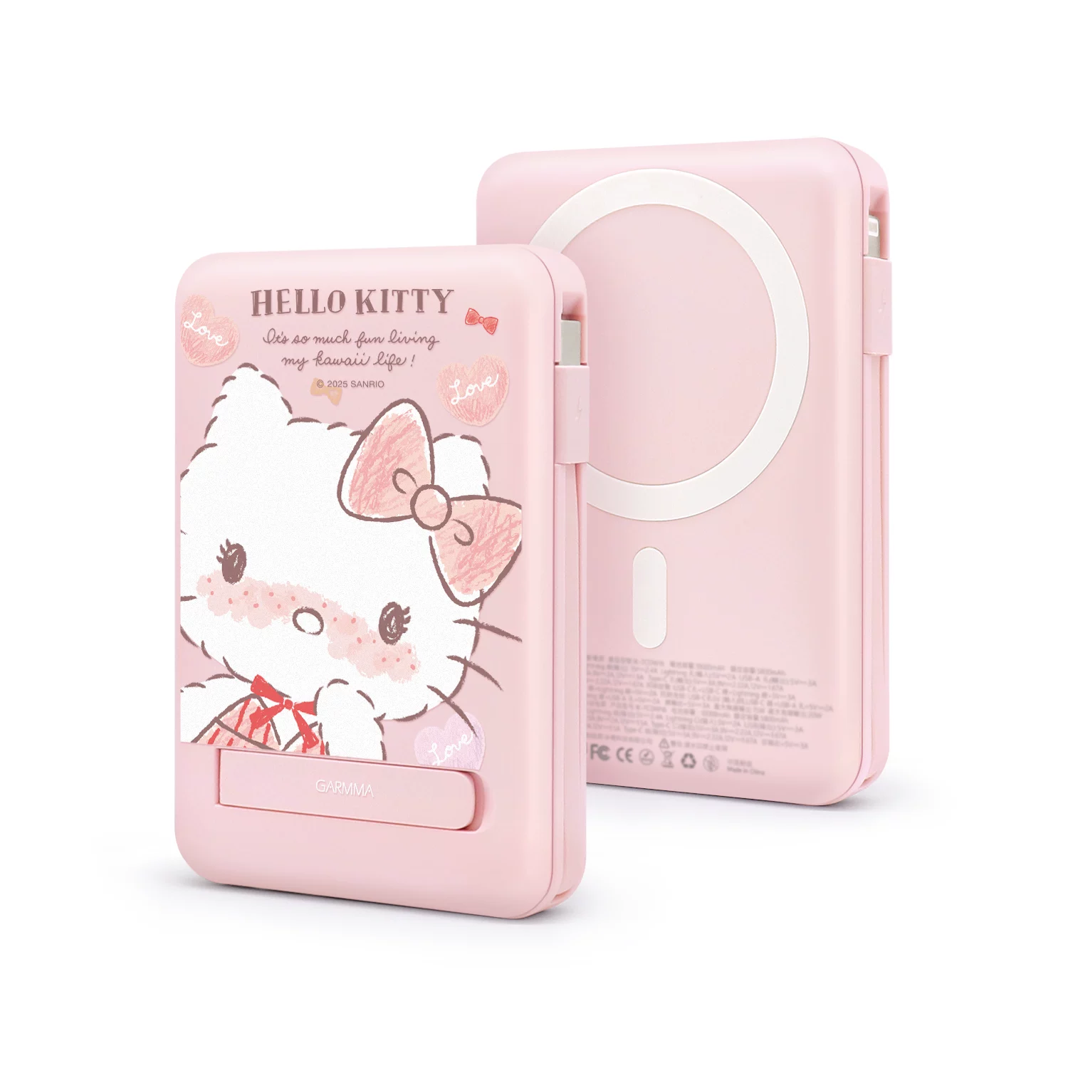 Hello Kitty, яблоко, магнитная совместимость сверхтонкой зарядки iPhone 16, ручной телефон, источник питания, 16proMax, iPhone