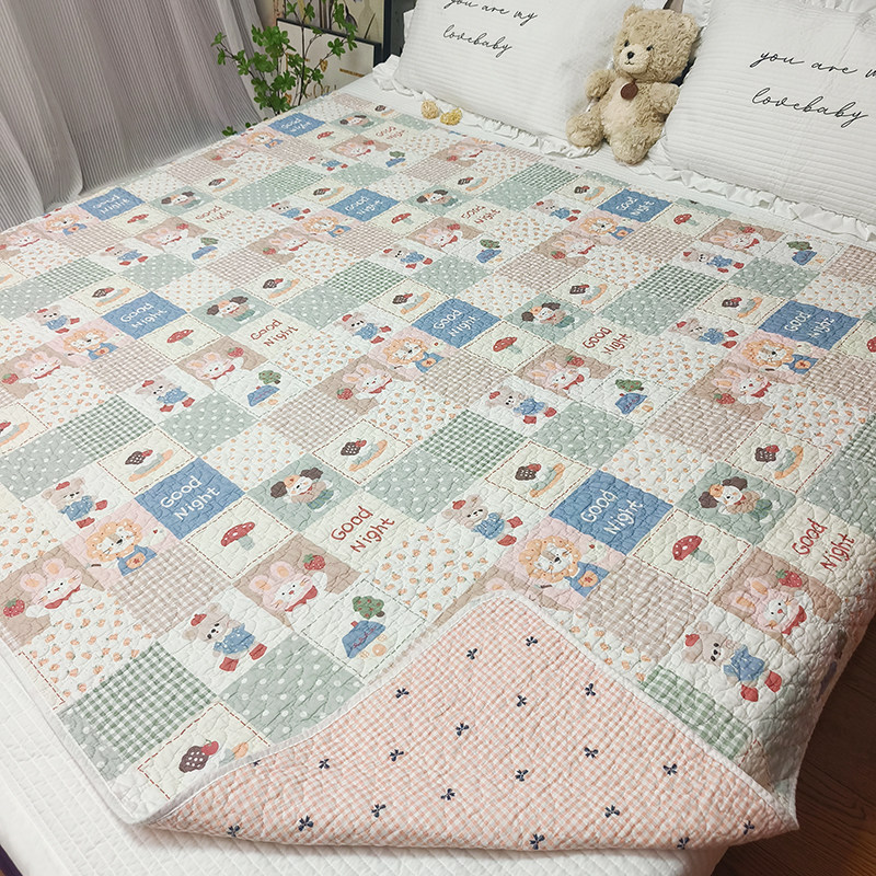 双面纯棉全棉床盖单件夹棉大床单隔脏垫绗缝防滑防皱幼儿园小褥子