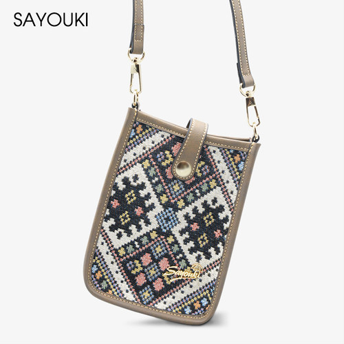 Sayouki帆布撞色韩系手机包防水