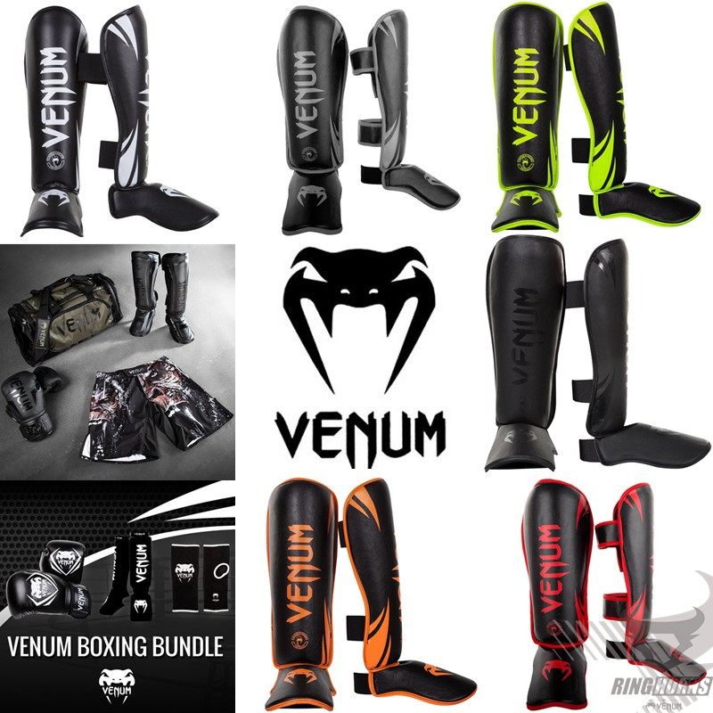 VENUM 毒液散打拳击护腿泰拳搏击护胫连体护小脚背格斗训练护具