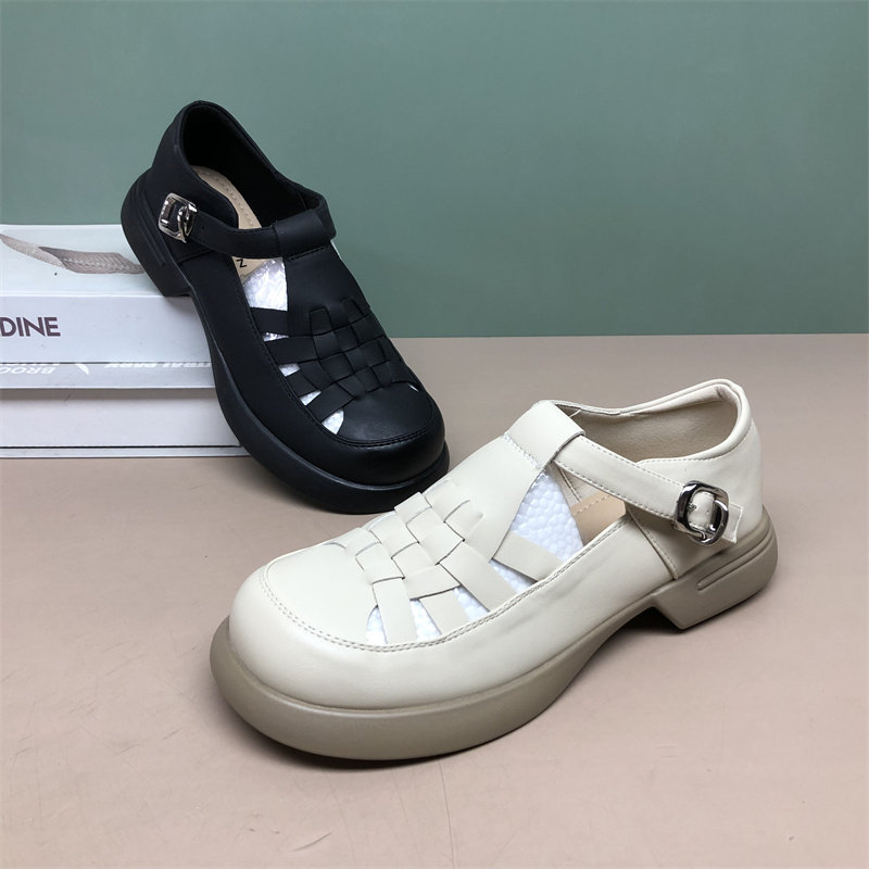 商场尾款真皮夏季韩版法式厚底英伦风小皮鞋女鞋子百搭乐福单鞋女