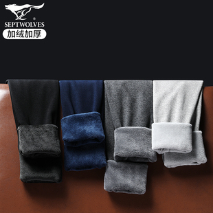 加绒加厚保暖加薄绒秋裤 棉秋冬季 绒裤 薄款 男内穿 中厚裤 七匹狼男士