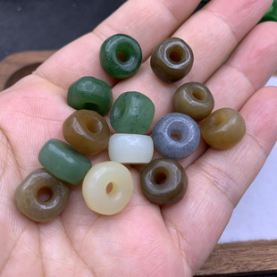 多宝和田玉老光珠糖玉碧玉大孔平安扣隔片 DIY配饰配珠 文玩珠子