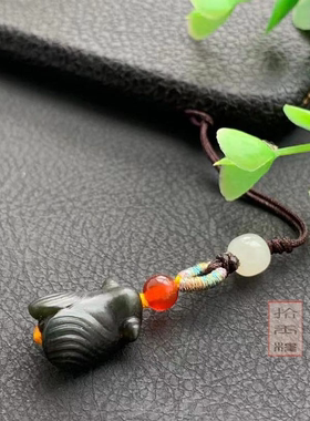 和田玉知了吊坠通孔知了背云金蝉一鸣惊人宝宝红绳手链玉蝉手机链