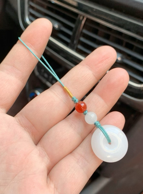 天然新疆白玉平安扣手机链手工编织金丝玉平安扣手机挂绳男女礼物