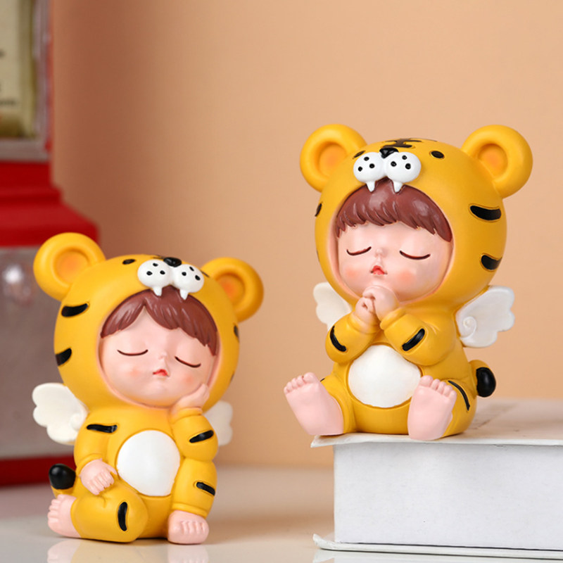 2022虎年吉祥物蛋糕装饰摆件生肖老虎宝宝百天周岁生日派对插件h
