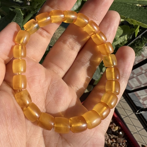 颜色偏深温润高桩老型手串无瑕疵天然琥珀蜜蜡单圈