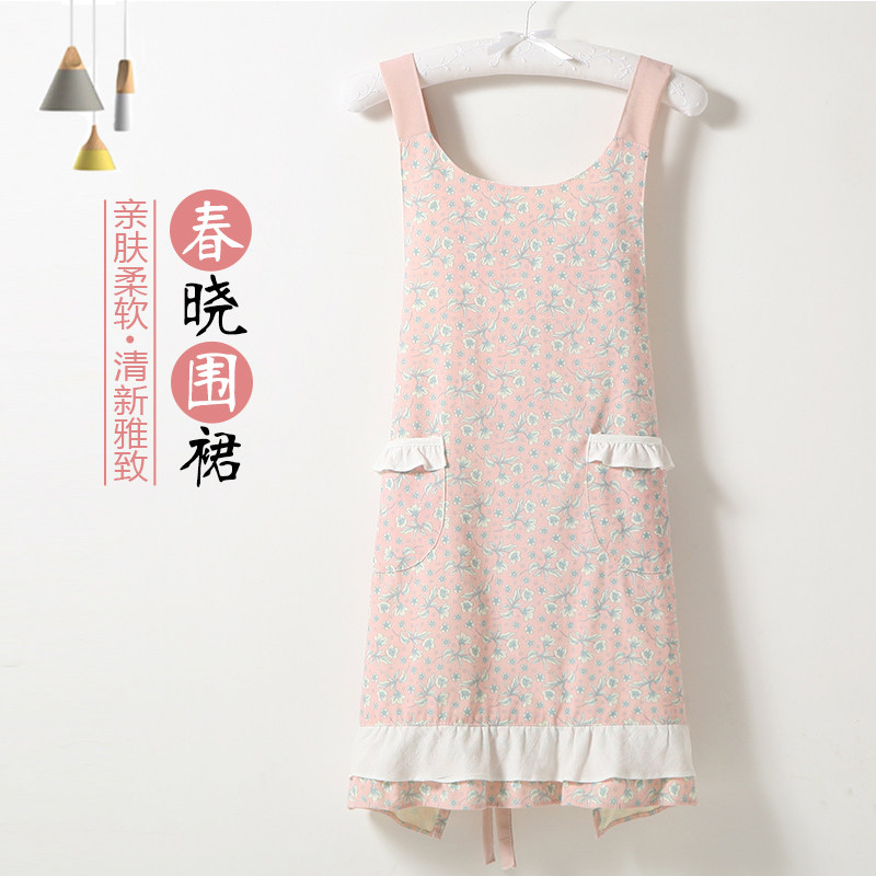韩版时尚女士家居厨房防水防油做饭围裙可爱幼儿园美甲店工作服