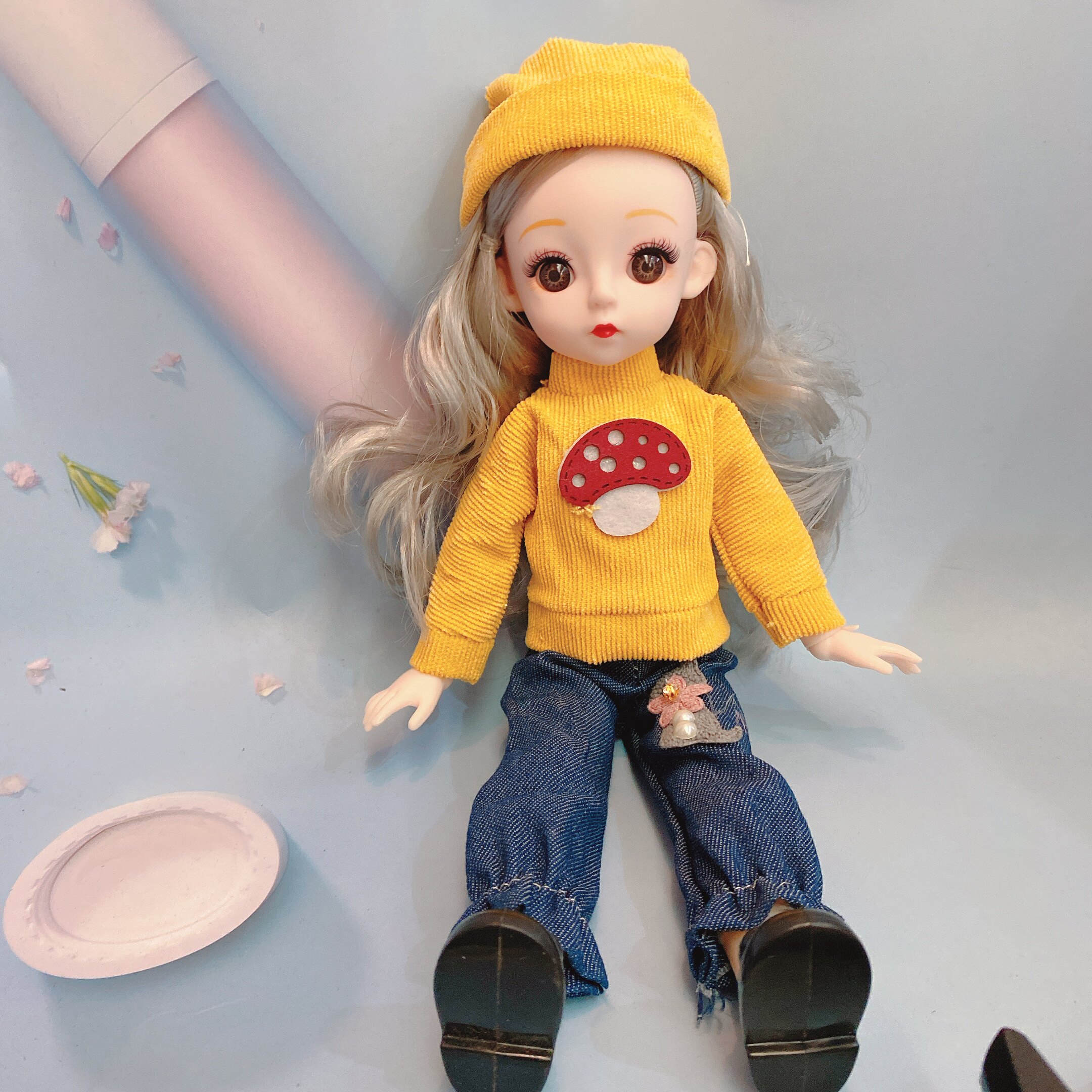 新款30厘米3d真眼bjd6分胖子体巴比娃娃洋娃娃过家家玩具生日礼物