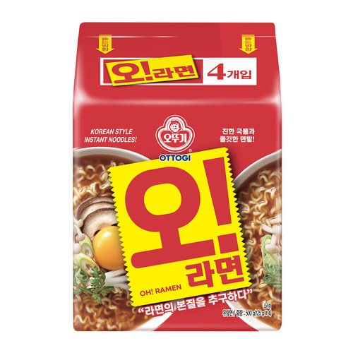 韩国进口不倒翁嗨拉面125gx4袋浓郁辣味汤面拉面泡面方便面速食