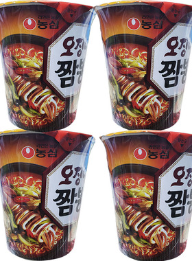 韩国进口农心鱿鱼海鲜味泡面小杯面67gx4杯 桶面方便面拉面