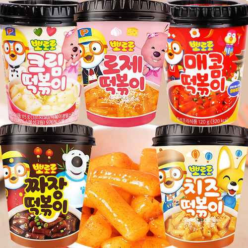 韩国进口啵乐乐奶油芝士炸酱辣味炒年糕条杯装方便速食儿童零食