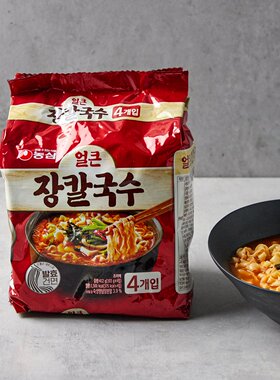 韩国进口农心韩式刀削面辣味海鲜面非油炸宽面103gX4袋方便面速食