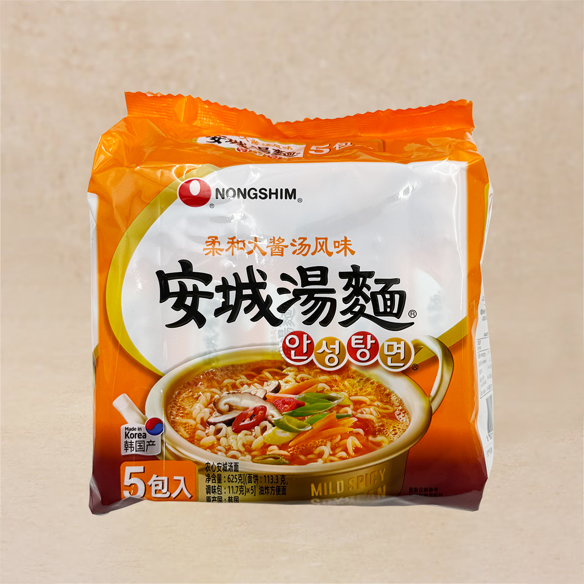 农心韩国进口125g*5微辣安城汤面