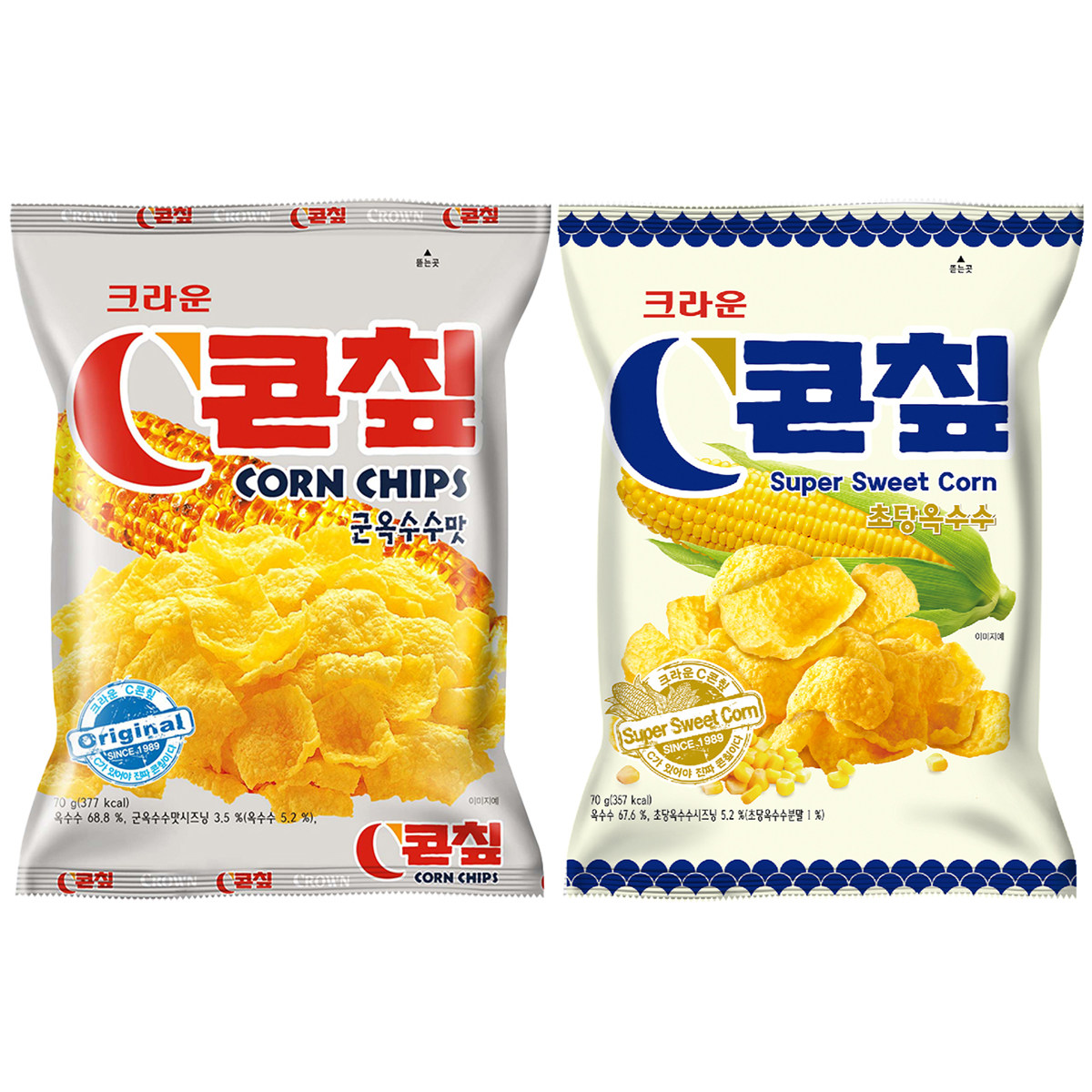 韩国进口克丽安CROWN可瑞安膨化原味/香甜玉米片办公休闲食品零食