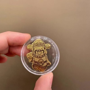 爆款 2mg黄金足金贴公主请发财搞钱要紧招财猫金片贴随手礼品