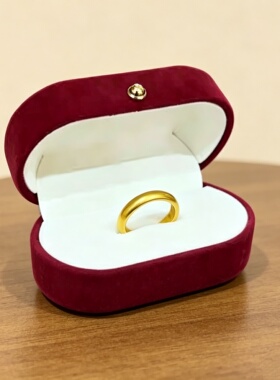 宽版泥鳅背戒指男女款素圈越南沙金仿真黄金卷草纹金箍棒小众设计