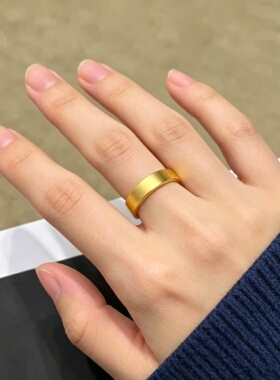 卡纯诗宽面泥鳅背轮胎戒指男女情侣款对戒指环古法素圈加厚实心