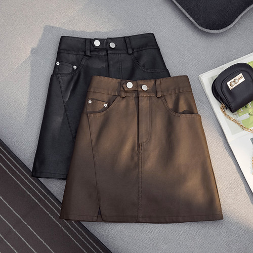 小皮裙短裙百搭A字2025秋半身裙