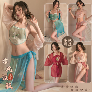2857桑拿技师工作内衣女士复古透视性感汉服制服角色扮演套装肚兜
