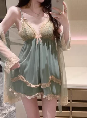 5318潮尚夜总会带胸垫性感睡衣女2025新款夏季纯欲风冰丝蕾丝吊带