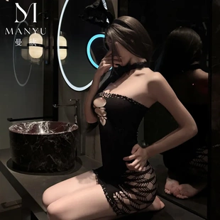 5354潮尚夜总会镂空提花可撕裹胸网衣透视内衣性感修身显身连衣裙
